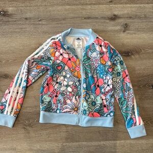 Girls Size S 7/8 Colorful Adidas Floral Track Jacket